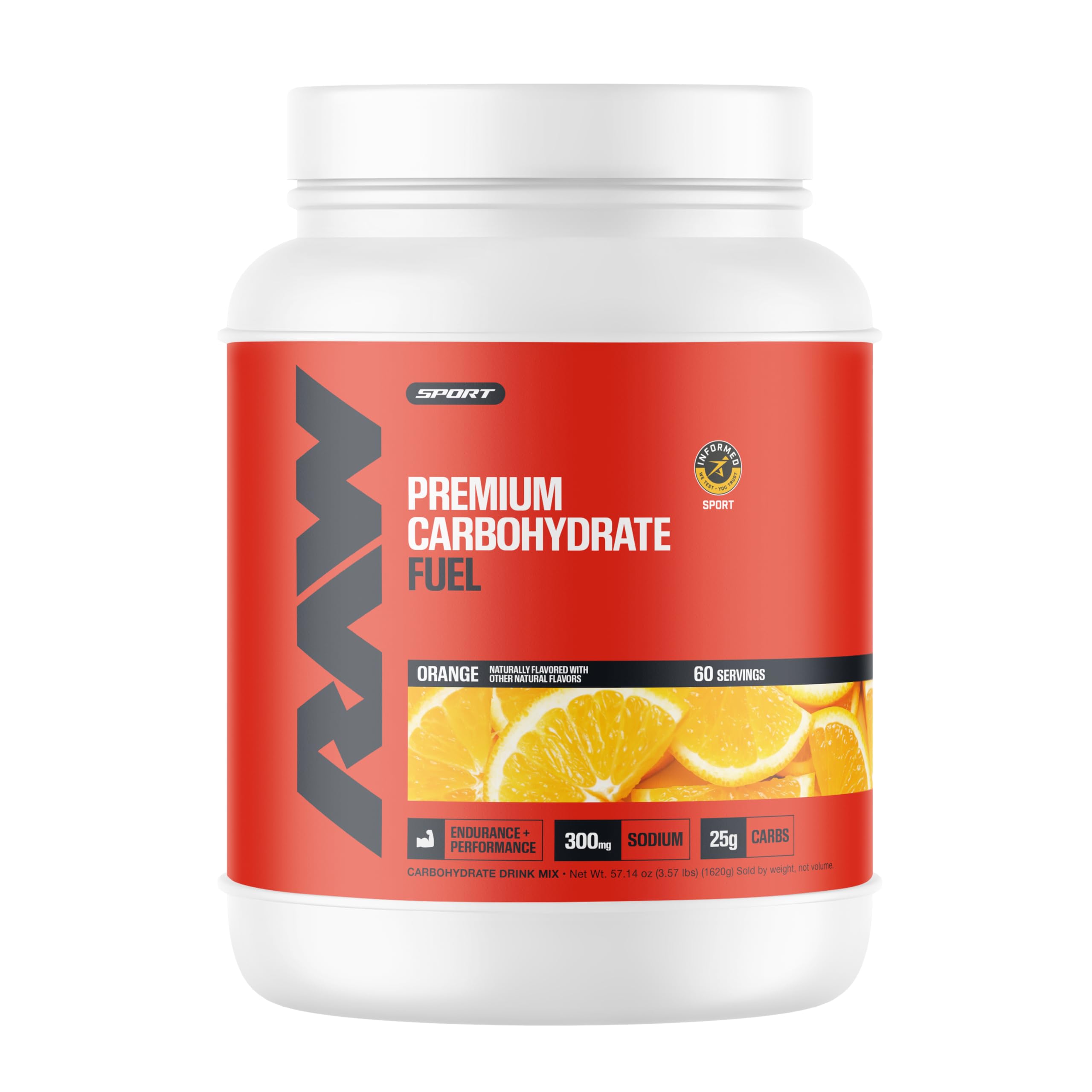 RAW Fuel, Premium Endurance Supplement Powder, Orange (60 Servings) - Peak Performance, Hydration & Stamina During Workouts, Training or Competition - 24g of Ca