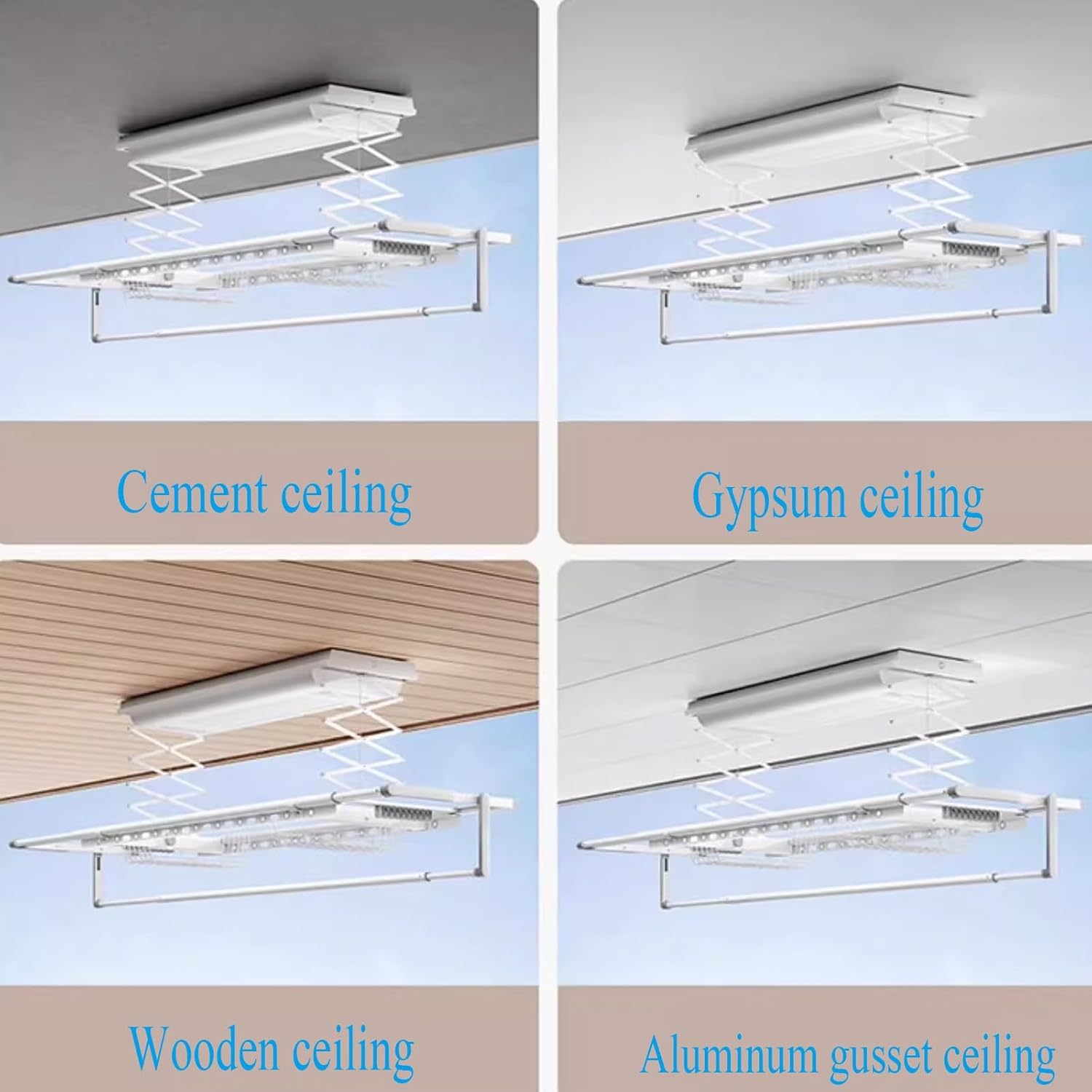 Clothes Drying Rack Foldable Compact Liftable 1.1M, Indoor Clothes Drying Rack for Jeans and Quilts, Ceiling Dryer Remote Control Lifting for Bathroom Balcony,