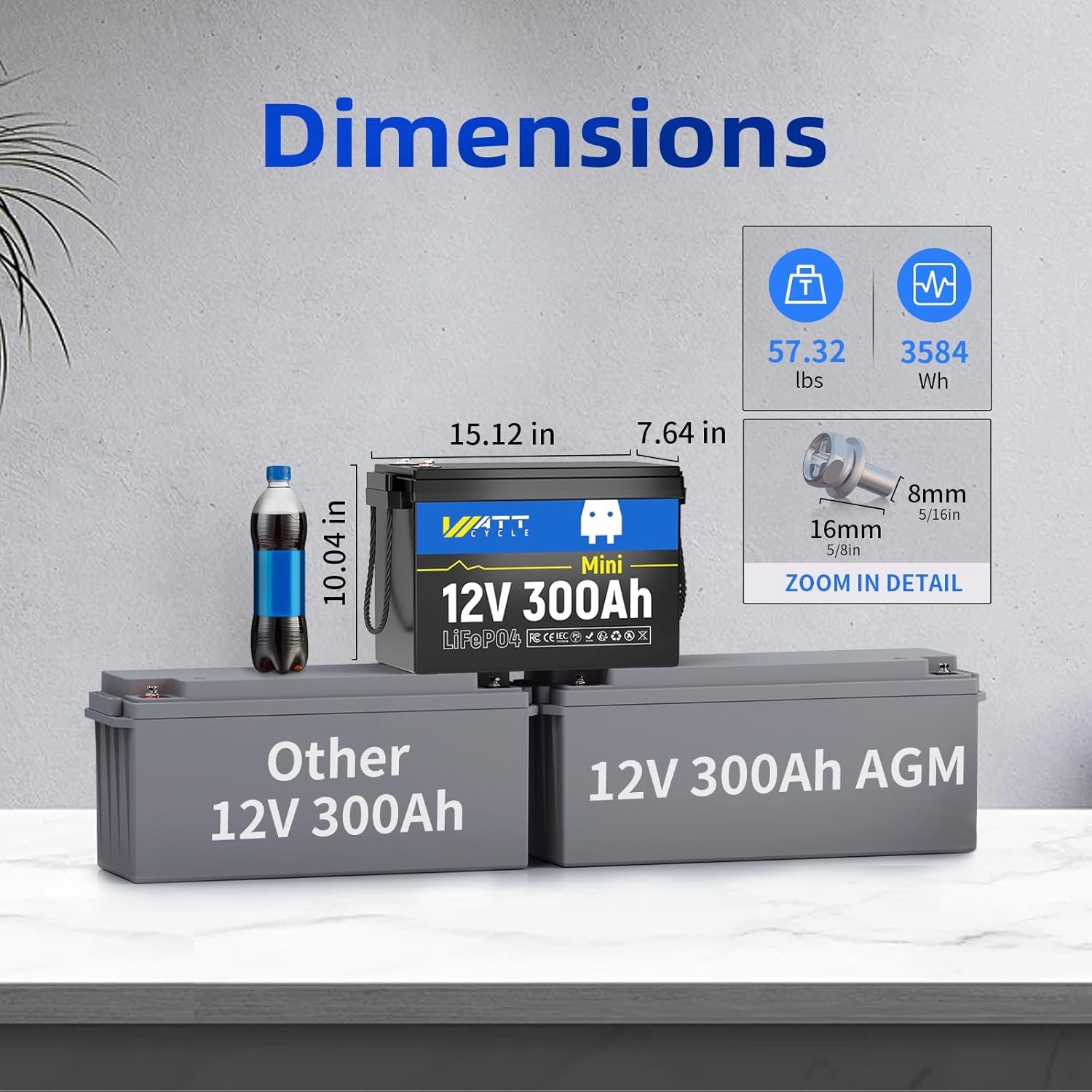WattCycle 12V 100Ah LiFePO4 Batterie – Bluetooth  Produktbild-Vorschau 4