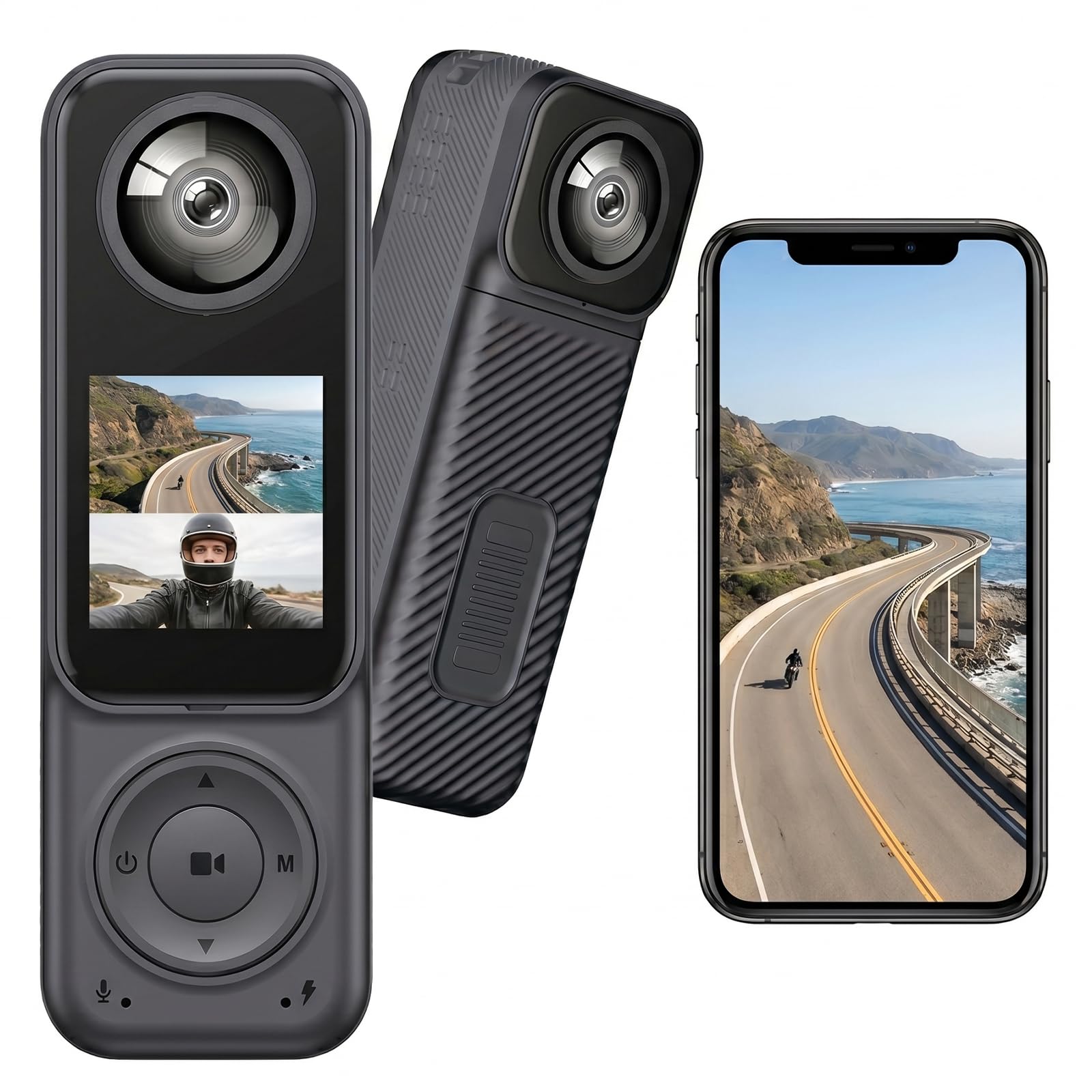 4K Pocket Camera, Portable Vlogging Camera, Handheld Body Cam with Audio and Video Recording, WiFi, Dual Front&Rear Cameras for Travel Sport Blogger Vlogger-image-29