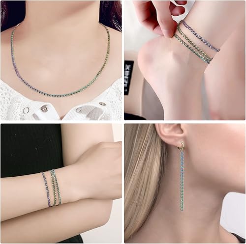 Miniatura 5 de PAGOW - Cable trenzado colorido sin soldar, de 16.4 pies, 5 yardas, cadenas de joyería para hacer joyas, collar de eslabones con carrete de 0.118 x