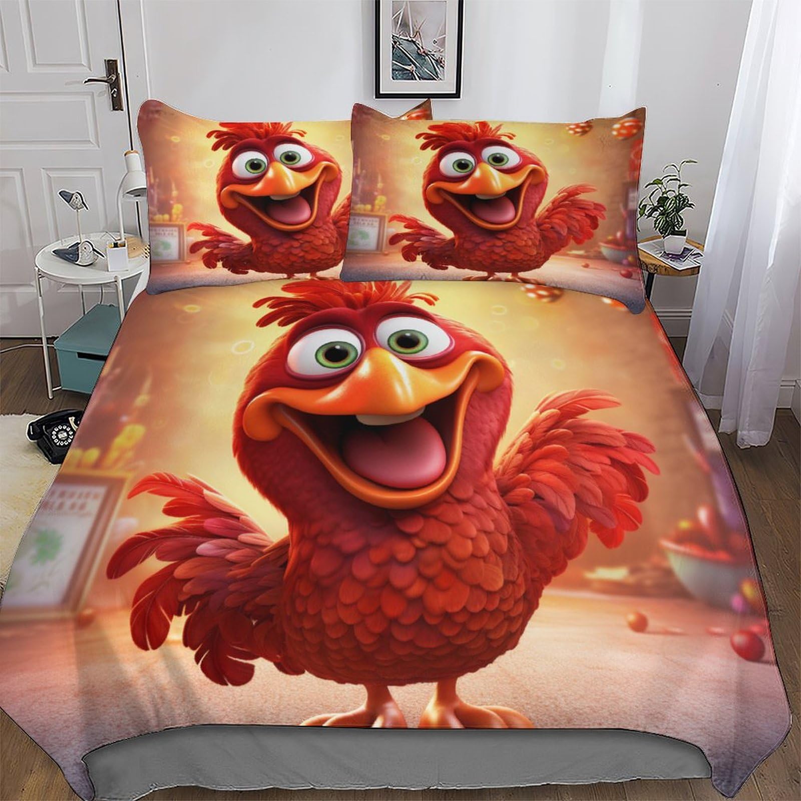 Housse de couette coq de qualité supérieure en microfibre douce King