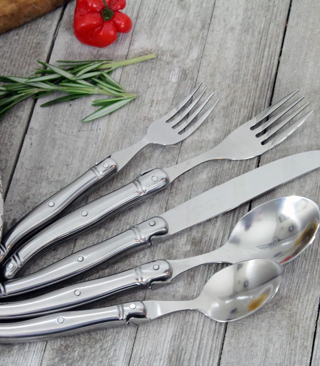 French Home Laguiole 20 Piece Flatware Set – Stainless Steel Flatware Set for 4 – Luxurious Silver Utensil Set with Knives, Spoons and Forks