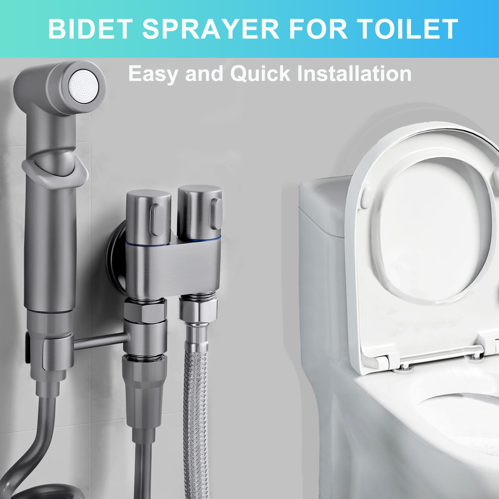 Juego de rociadores de bidé, ducha portátil, accesorio de bidé para inodoro del Reino Unido, ducha de bidé con manguera extensible de 2 m y pulverizador de válvula de control doble (Grey-T)
