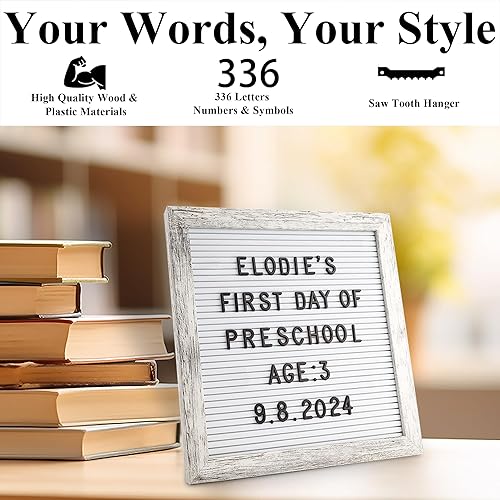 Miniatura 6 de C Crystal Lemon - Tablero de fieltro para letras, 10 x 10 pulgadas, tablero de madera para mensajes intercambiables, marco de madera, montaje en