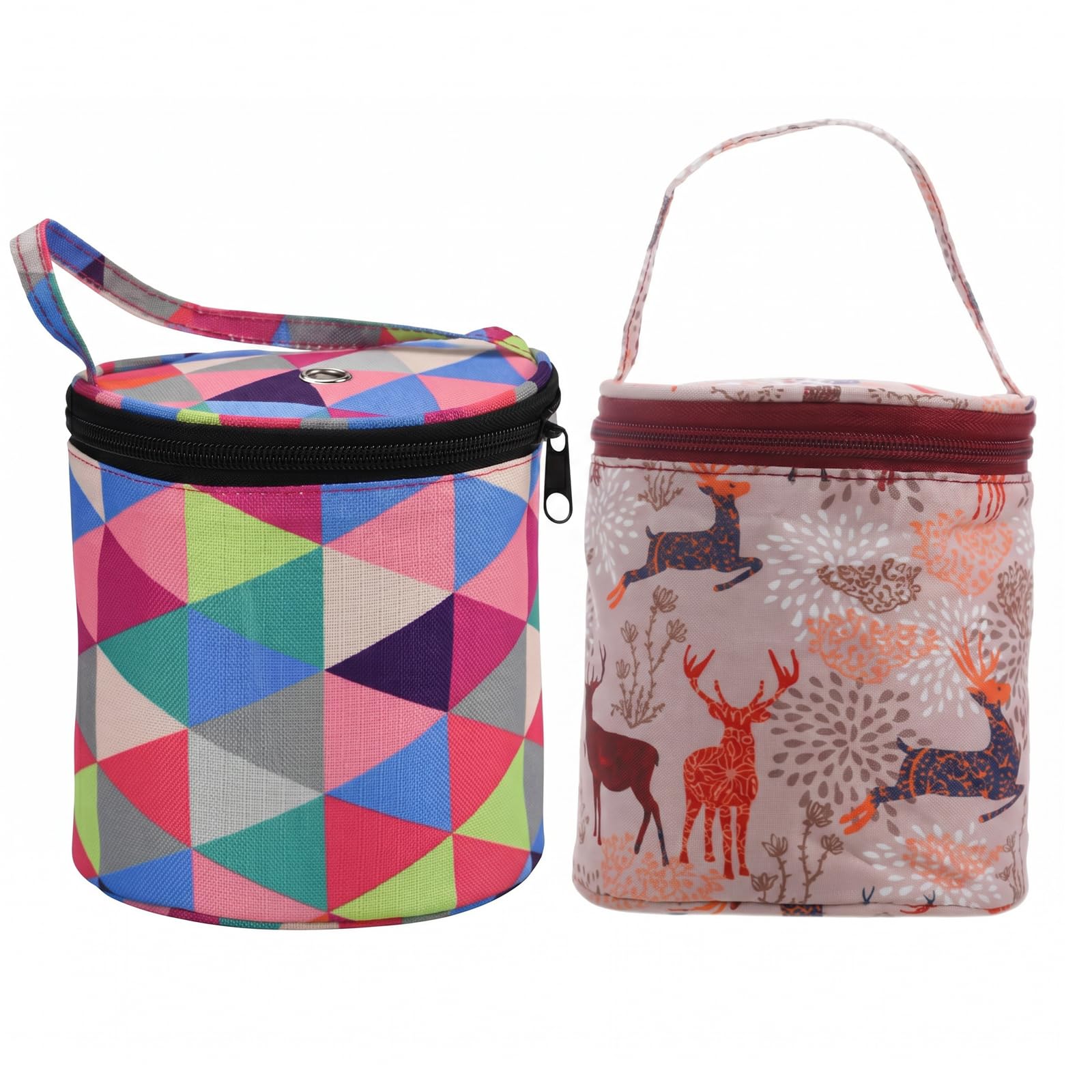 2 PSC Rochet Bag Knitting Bag Craft Bag, Yarn Storage Bag Knitting Project Bag, Portable Craft Organisation with Hanging Feature, Approx 14 cm Diameter 15 cm Height