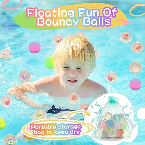 Miniatura 5 de Pelotas hinchables para niños, 24 bolas de goma con bolsa de almacenamiento, bola rebotadora colorida pequeña juguetes para la ansiedad para regalos