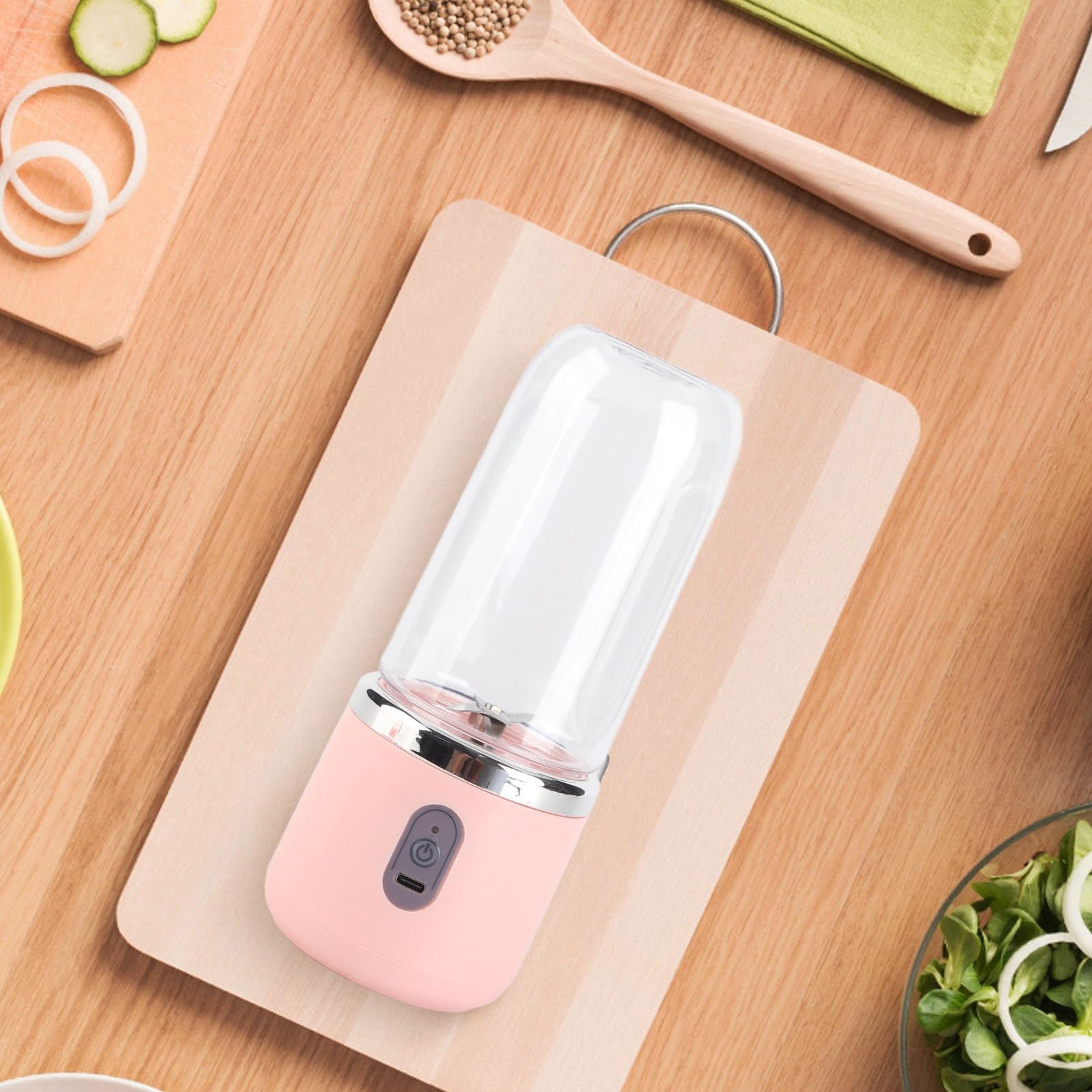 300Ml Juicer Portable 6 Blades Rechargeable Small Household Cup Students Automatic Multifunctional Juicing Cup for Fruit Vege Coffee (6 Blades, Lid)