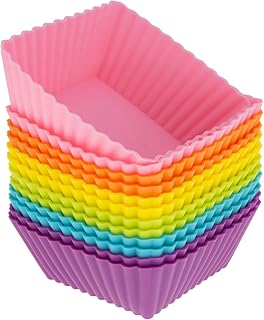 Miotlsy - Set di 24 stampi in silicone riutilizzabili per cupcake, forma ovale, quadrato, triangolo, a forma di albero, in silicone per uso alimentare BPA