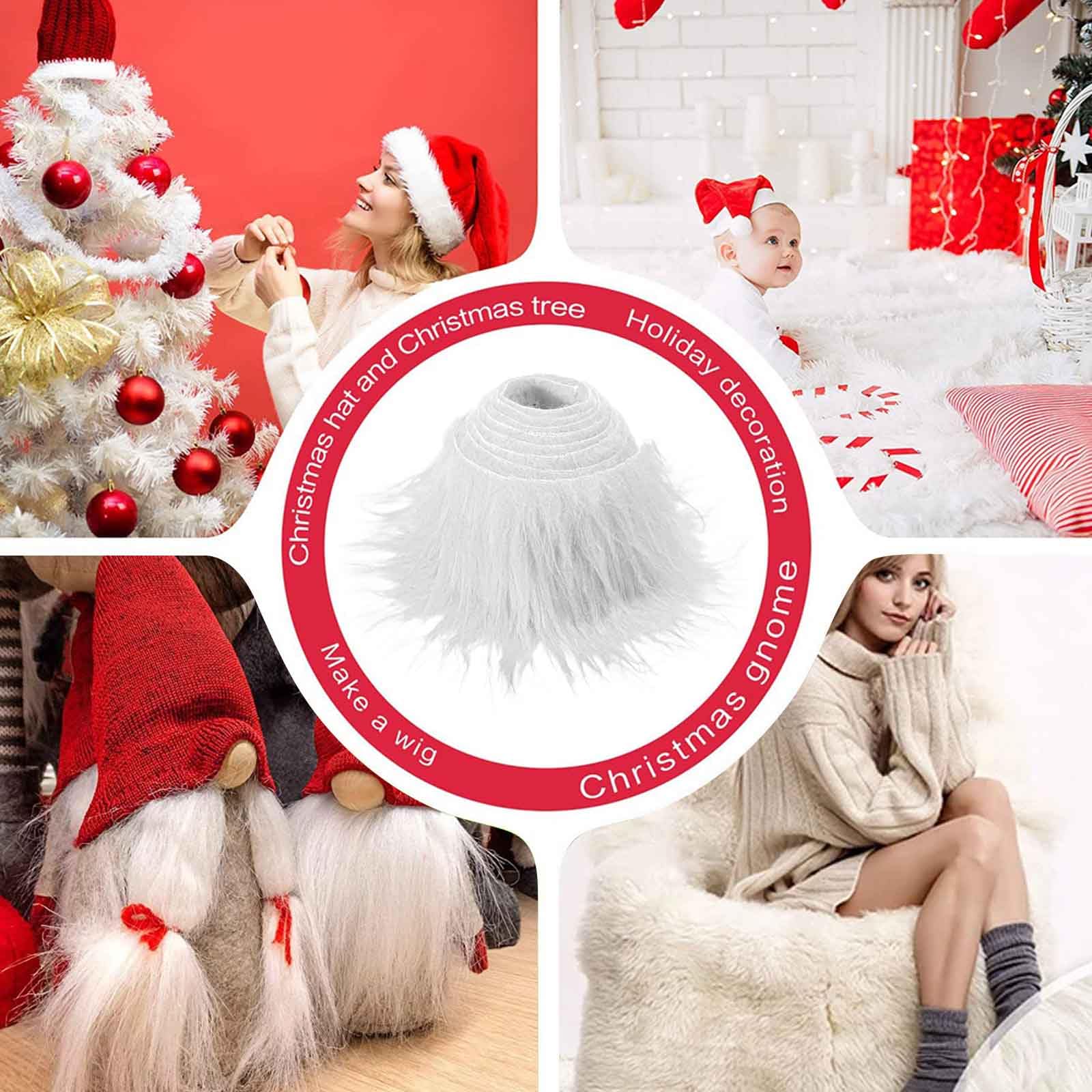 AYNKH 2PCS Shaggy White Faux Fur Fabric - Image 4