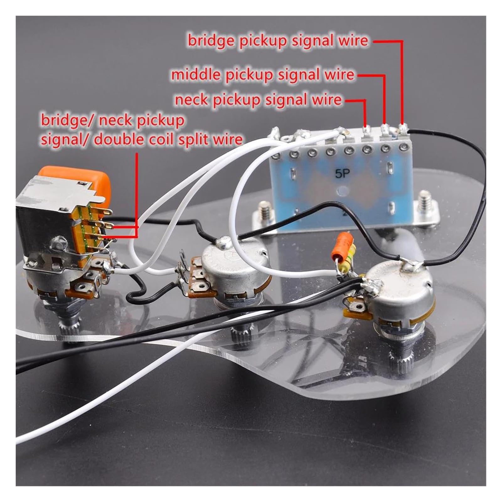 Potencjometr Push Pull 250K Z 5 Pozycjami Do Wiązki Przewodów Gitary Elektrycznej Z Przetwornikami SSH Beginner Uprząż gitarowa
