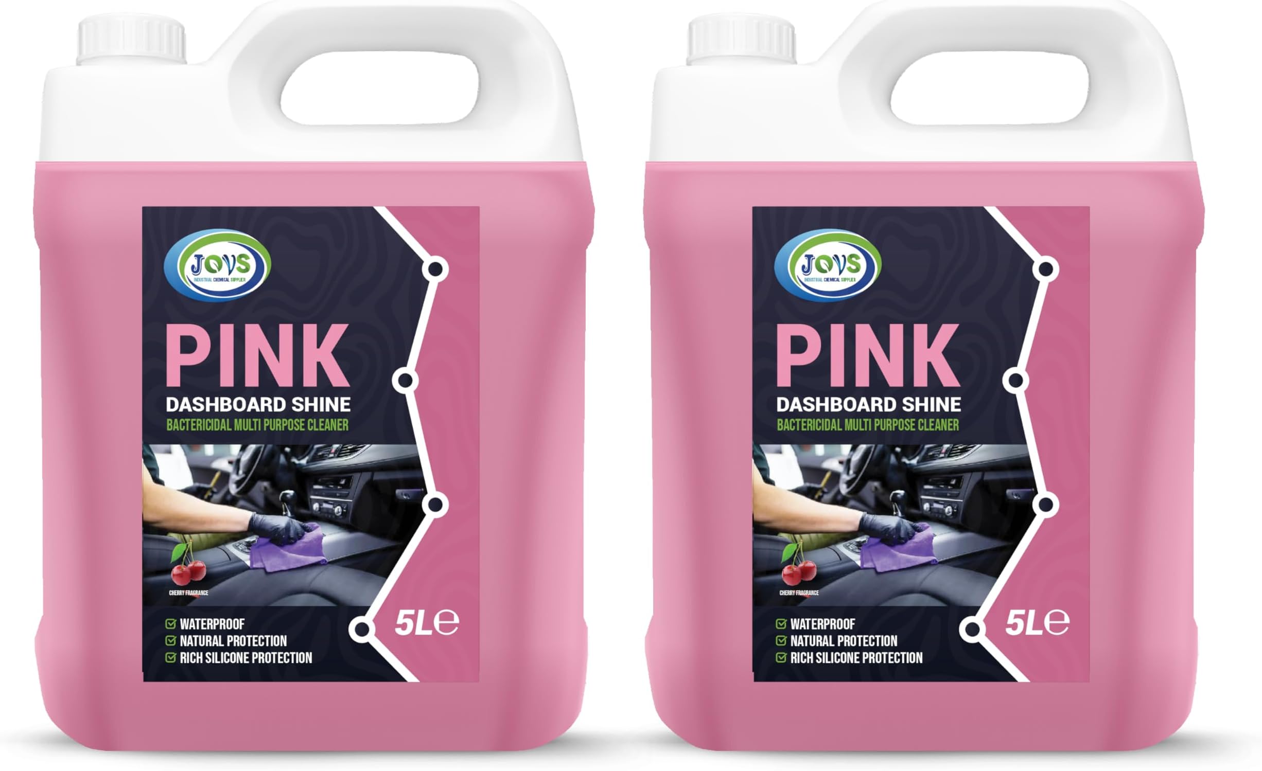 JOVS Pink Dashboard Shine 2 X 5L - Cherry Fragrance | Ultimate Cleaner & Shine for Car Dashboards | Interior & Plastic Restorer | Professional Grade with Refreshing Scent
