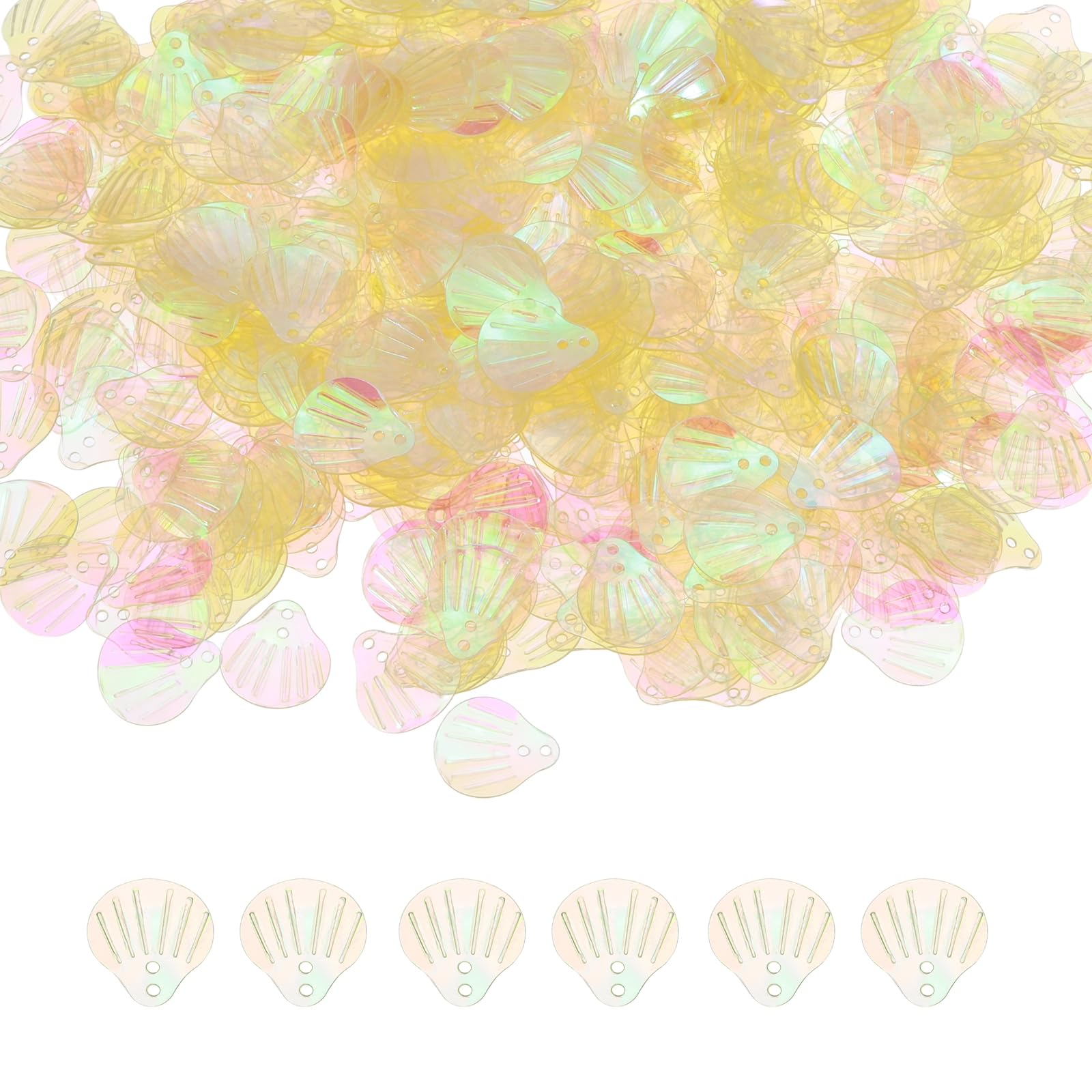 sourcing map 600 Pcs Loose Sequins 18mm Seashell Sequins and Spangles with 2 Holes for Sewing Embroidery Clothing DIY Crafts, Fantasy Transparent Yellow — image 1