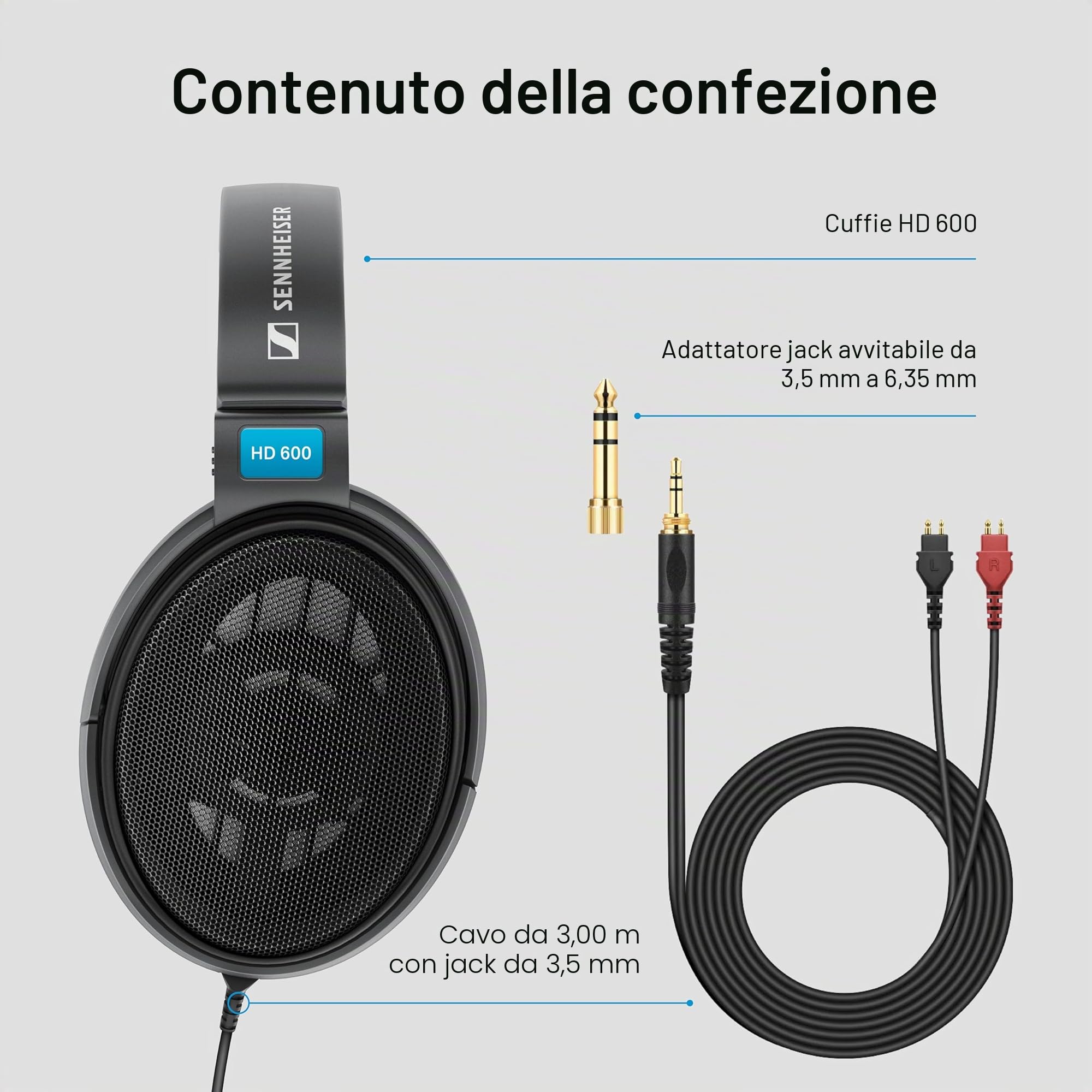 Sennheiser HD 600 508824 Auricolari, Nero