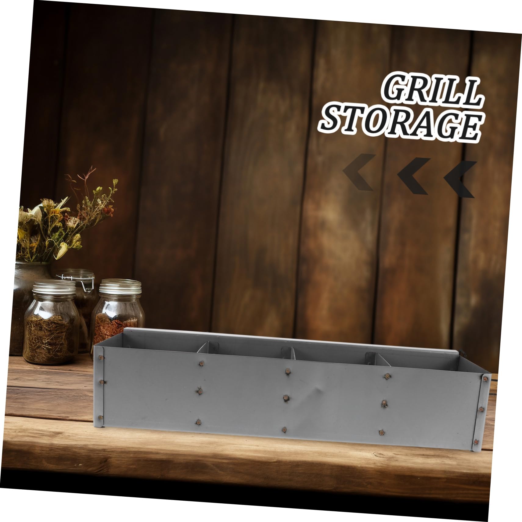YARNOW Hanging Wooden Grill Spice Rack Space Saving Outdoor Seasoning Box With Compartments Convenient Hanging Installation For Bbq Utensils And Commercial Grilling