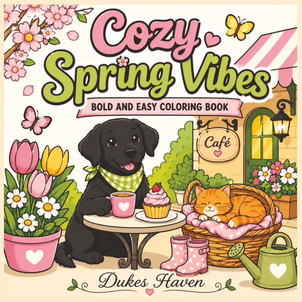 Cozy Spring Vibes: Cute Bold and Easy Spring-Themed Coloring Pages for Relaxation, Stress Relief, and Cozy Creative Fun (Cozy Vibes Bold and Easy coloring books)