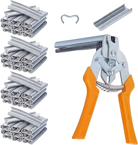 Alicates de anillo de uñas tipo M con 2400 piezas de clips M para cercas de conejo, pollo, alambre, pinzas de cerdo, kit de alicates de cerdo,