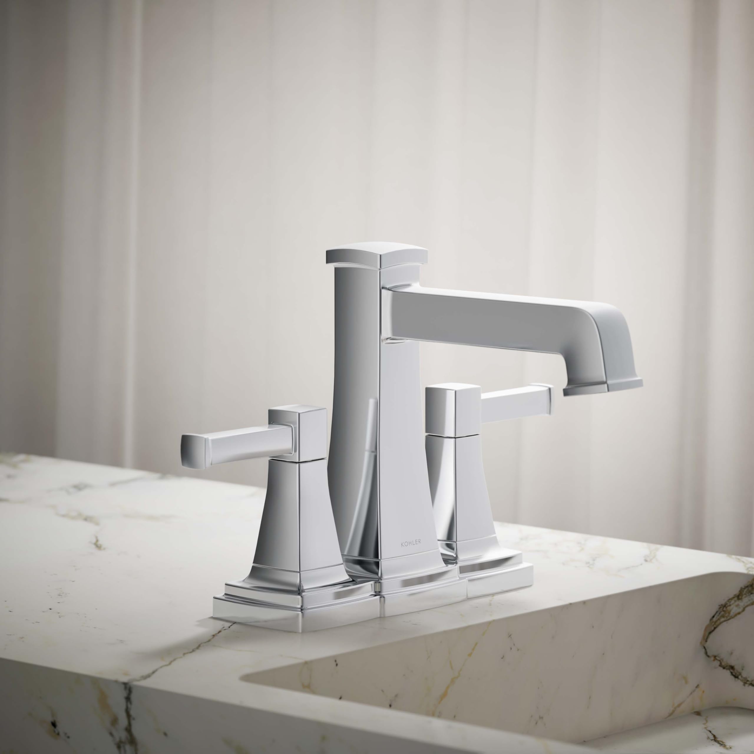 Kohler K-27398-4N-CP Riff Centerset bathroom sink faucet, .5 gpm