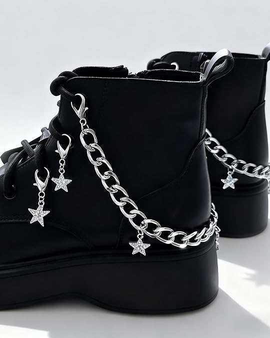 Crystal Rhinestone Star Moon Boot Chain Set, 6 Piece Metal Ankle Bracelet with Clasp, Y2K Style Boots Charm Accessories for DIY Shoes