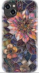 LUMARKE for iPhone 14 Case/iPhone 13 Case with Cute Wildflower Design – Aesthetic Y2K Floral Phone Cover for Women Girls, Dual-Layer Protection, Wireless Charging Compatible - Mosaic Purple Flower