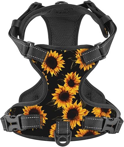 Lovely Sunflowers - Arnés reflectante vintage para perro, chaleco suave sin tirones, para perros pequeños, medianos y grandes, tamaño mediano