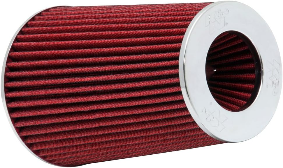 Universal Clamp-On Air Intake Filter: High Performance, Premium Washable Replacement Filter: Flange Diameter: 4 In, Filter Height: 9.5 In, Flange Length: 1.125 In, Shape: Round Tapered, RG-1002RD