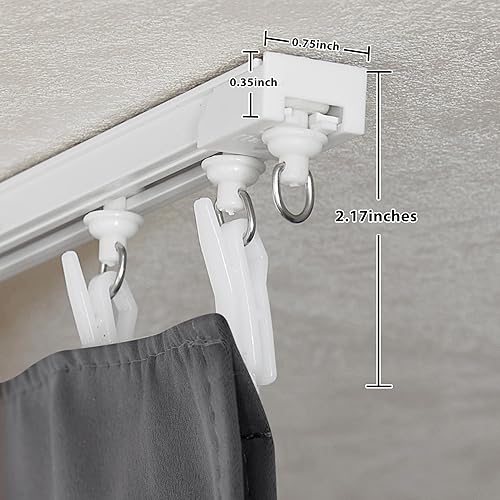 Miniatura 5 de RYB HOME Juego de cortinas opacas para techo grande con rieles deslizantes de montaje en techo, clips de ganchos, separación de habitación para