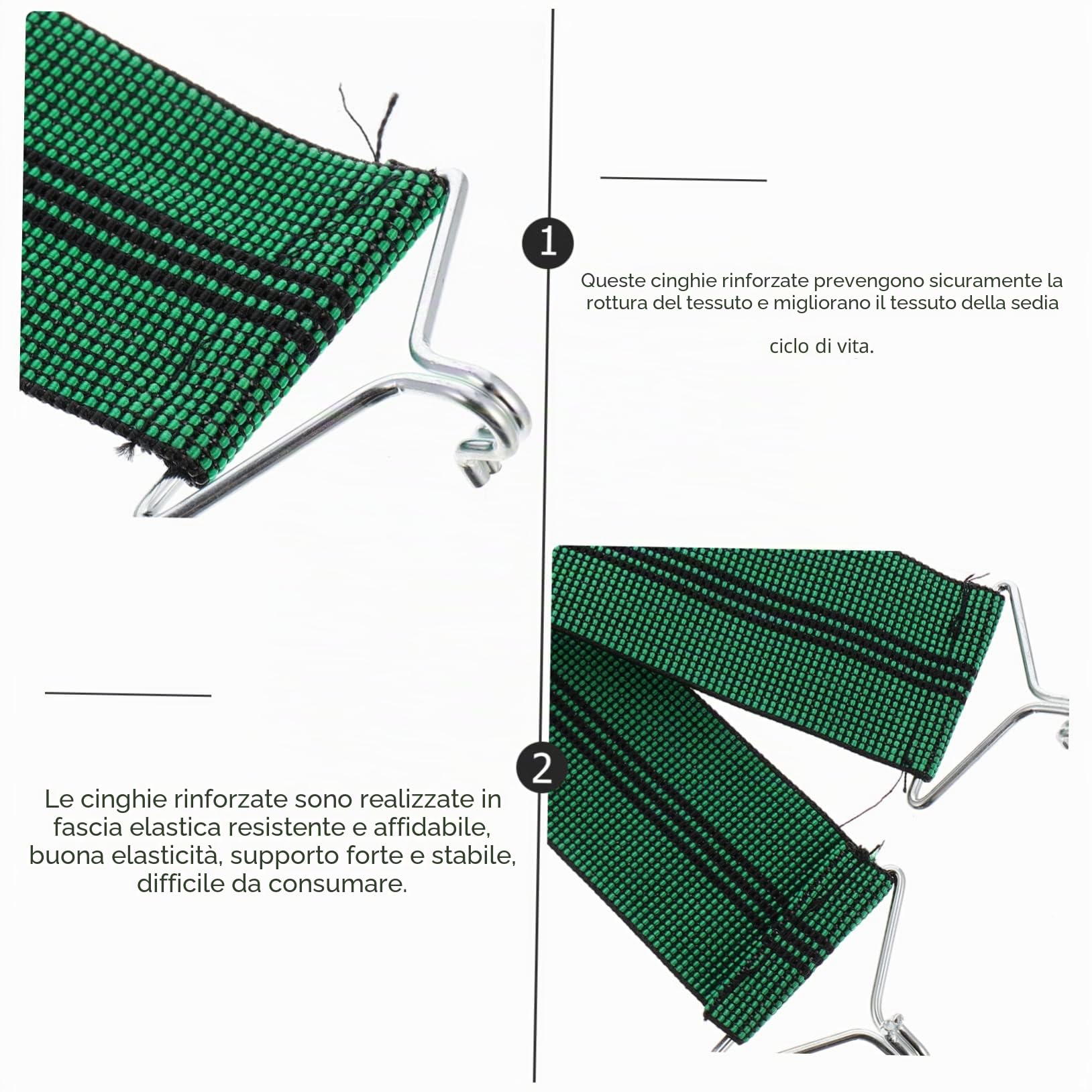 WOONEKY 10 Pezzi Corda Elastica con gancio, Telo di Ricambio Lettino Prendisole o Sdraio per Mare, Reclinabili da Cinghie Antirottura Cintura di Supporto per Sedie Pieghevoli Flessibili