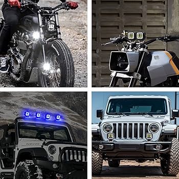 Biqing 2PCS 20W Motorfiets Koplampen Met Rode Angel Eye, 3" Vierkante LED Mistlampen 12V 24V Extra Licht Motor Extra Koplamp Met Stuurschakelaar 7/8" 22mm