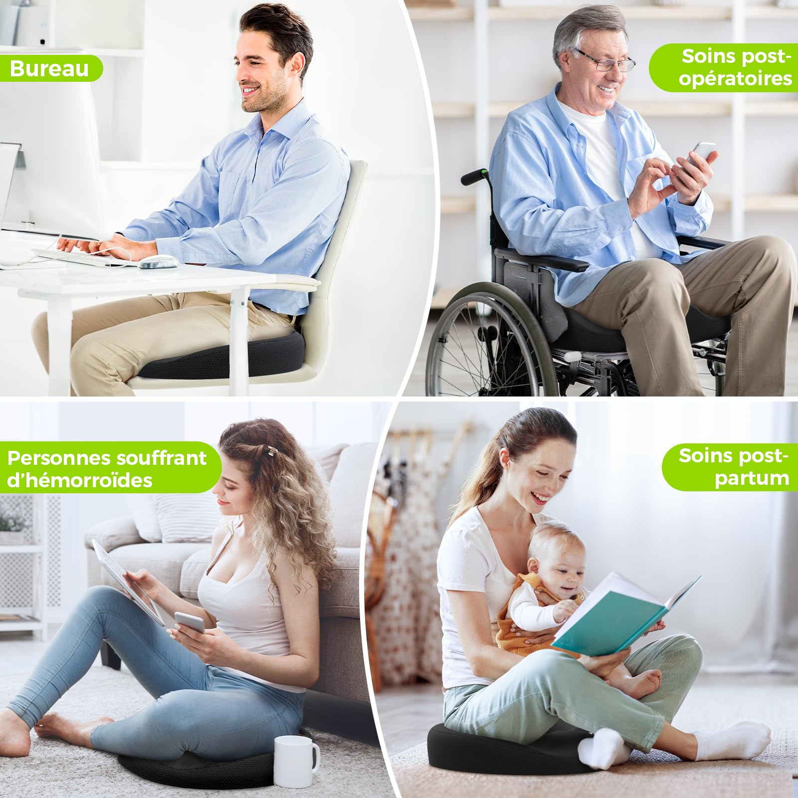 AUVON Coussin Coccyx Ergonomique pour Hémorroïdes et Anti-Douleur Dos