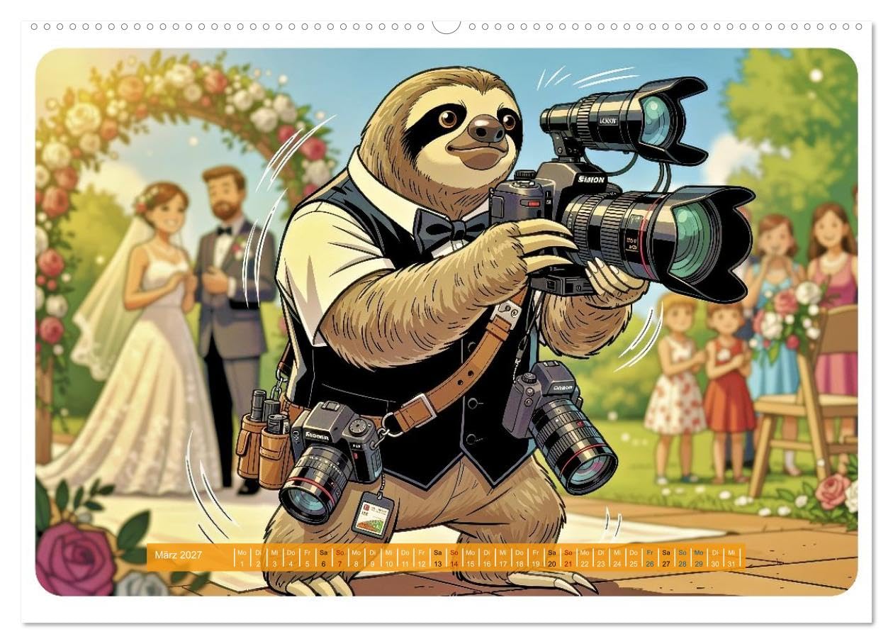 Lustiges Faultier im Beruf - Comic (hochwertiger Premium Wandkalender 2027 DIN A2 quer), Kunstdruck in Hochglanz: Das Faultier hat einen Job. Niemand ... wie das passieren konnte. (CALVENDO Spass)