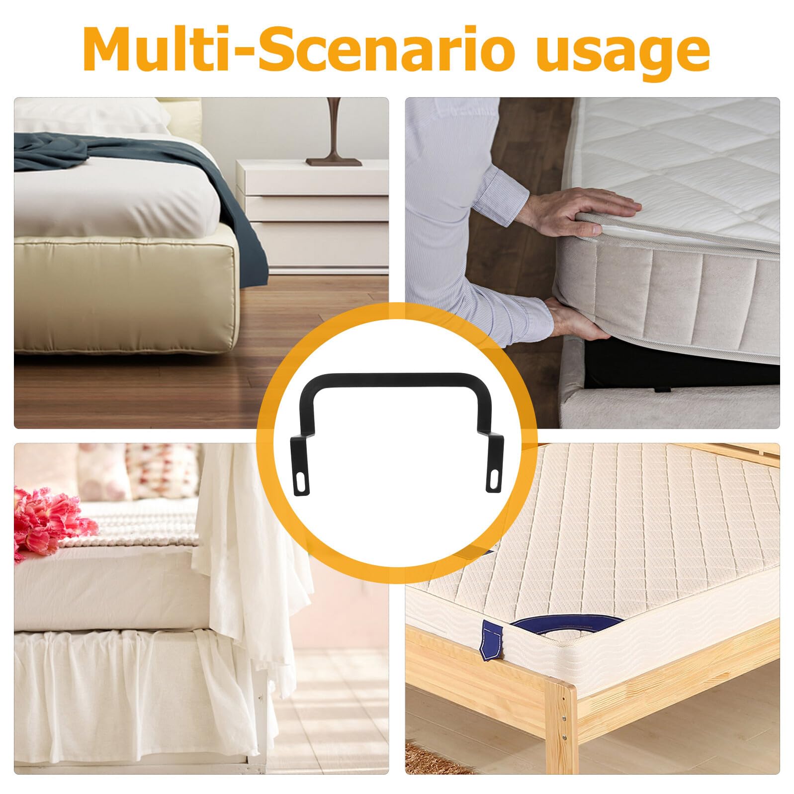 Lot de 4 Barres de Maintien de Matelas Antidérapantes en Fer Noir 20X50X265 MM pour Cadre de Lit Supports Métalliques Pare-Chocs de Ridelle Butées de Glissement pour Literie