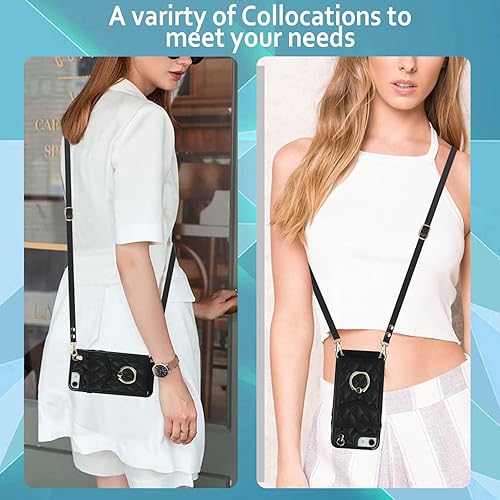 Miniatura 6 de Asuwish Funda de teléfono para iPhone 78SE 20202022 con protector de pantalla con anillo protector de pantalla RFID bloqueo tarjetero celular iPhone