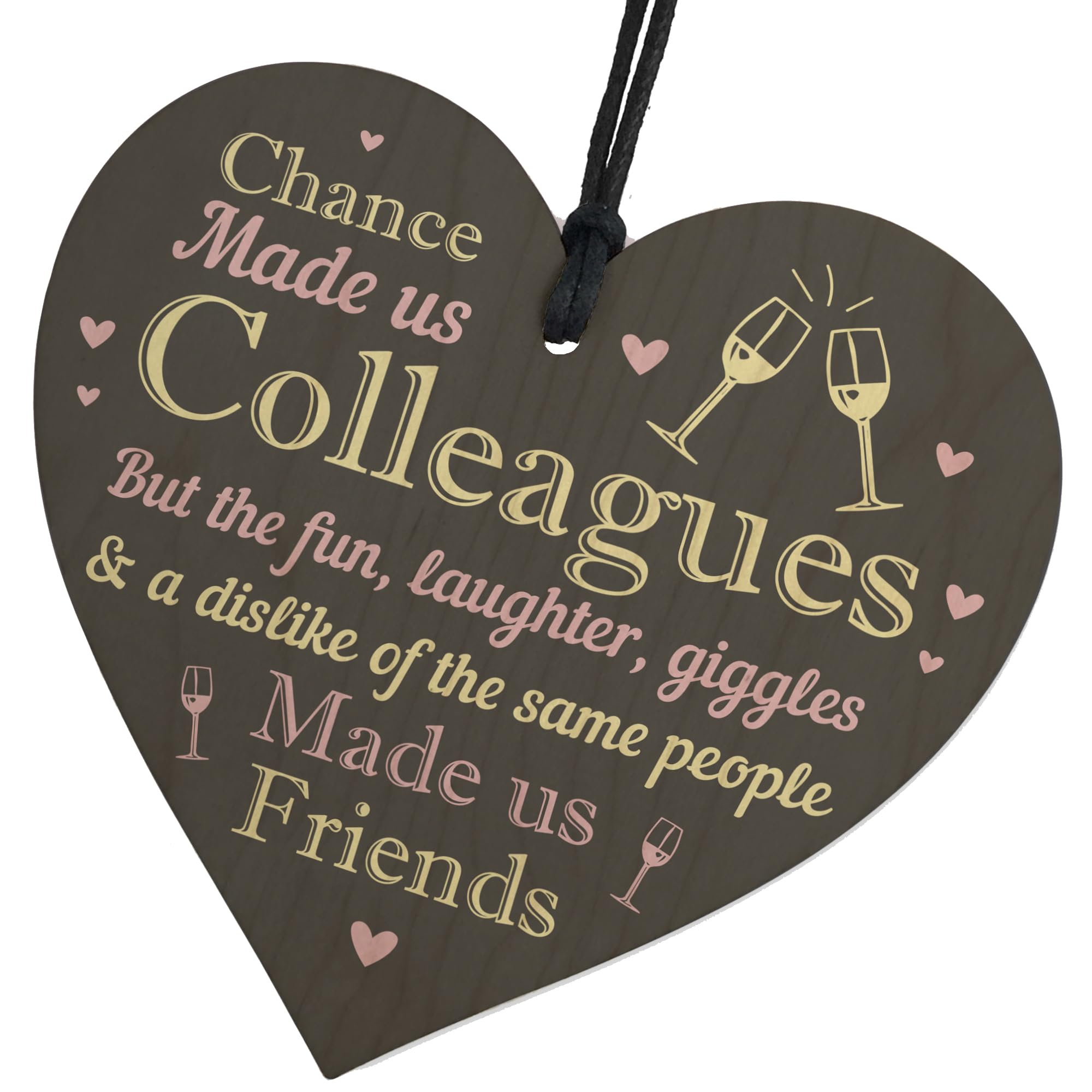 Red Ocean Colleague Gifts Chance Made Us Colleagues Novelty Wooden Hanging Heart Leaving Work Gift Plaque Friendship Sign