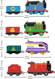 Thomas & Friends Motorized Toy Trains Set of 4 Engines, Thomas Percy Kana & James for Preschool Pretend Play Kids Ages 3+ Years
