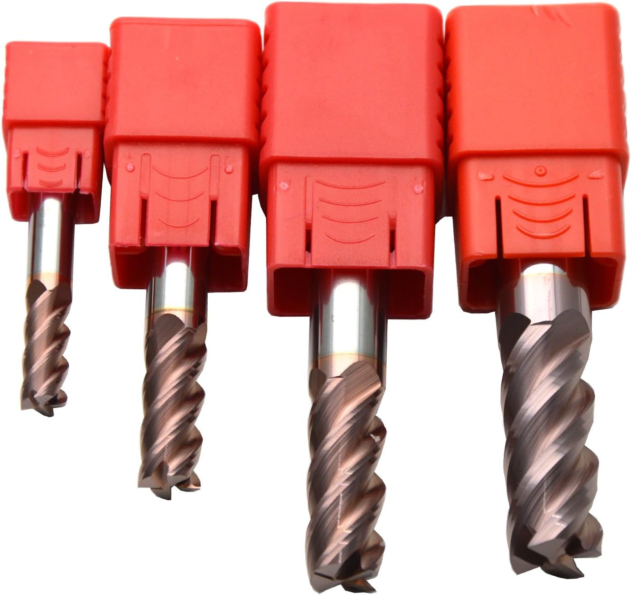 Wokesi 1 1.5 2 3mm Blade Diameter,Pack of 4,4 Flute,HRC60,Solid Tungsten Steel,Square Nose Flat End Mill,CNC Router Bits Cutting Milling Tools (1mm+1.5mm+2mm+3mm HRC60)