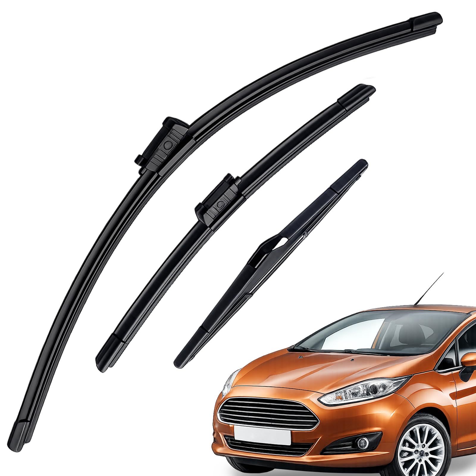 Para Ford Para Fiesta MK6/MK7 19mm Push Button 2008-2016 26 "+ 15" + 12" Limpiaparabrisas Delantero Trasero Parabrisas Accesorios Ventana