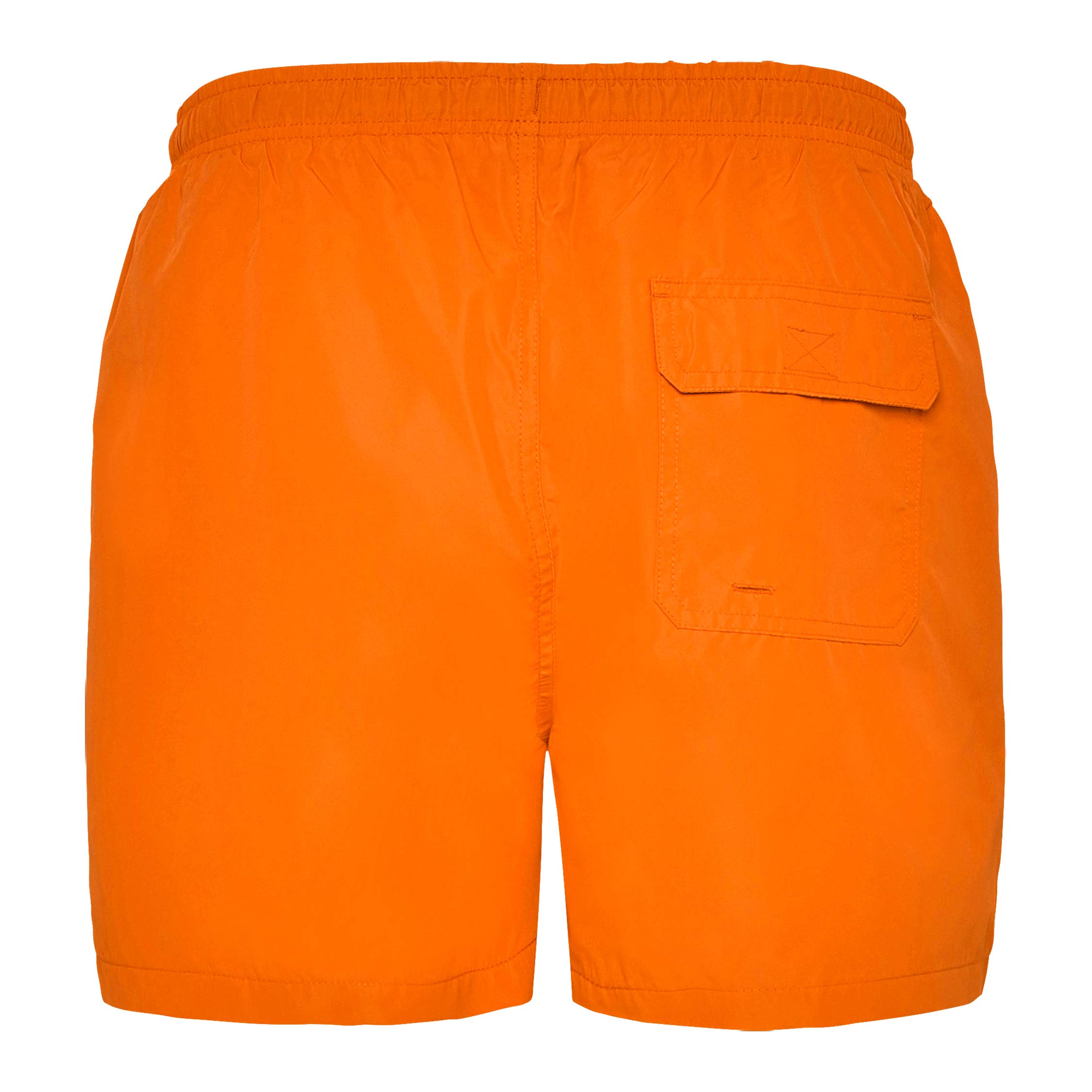 Costume da bagno per bambini con colori fluo freschi, slip interno, tasche laterali, posteriore e coulisse regolabile.