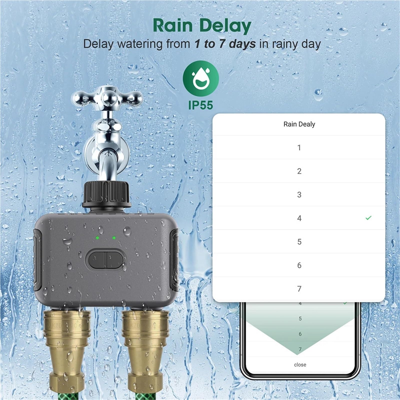 Bluetooth 2-Outlet Garden Water Timer Programmabile Rubinetto Tubo Sprinkler Controller Smart Irrigazione Timer