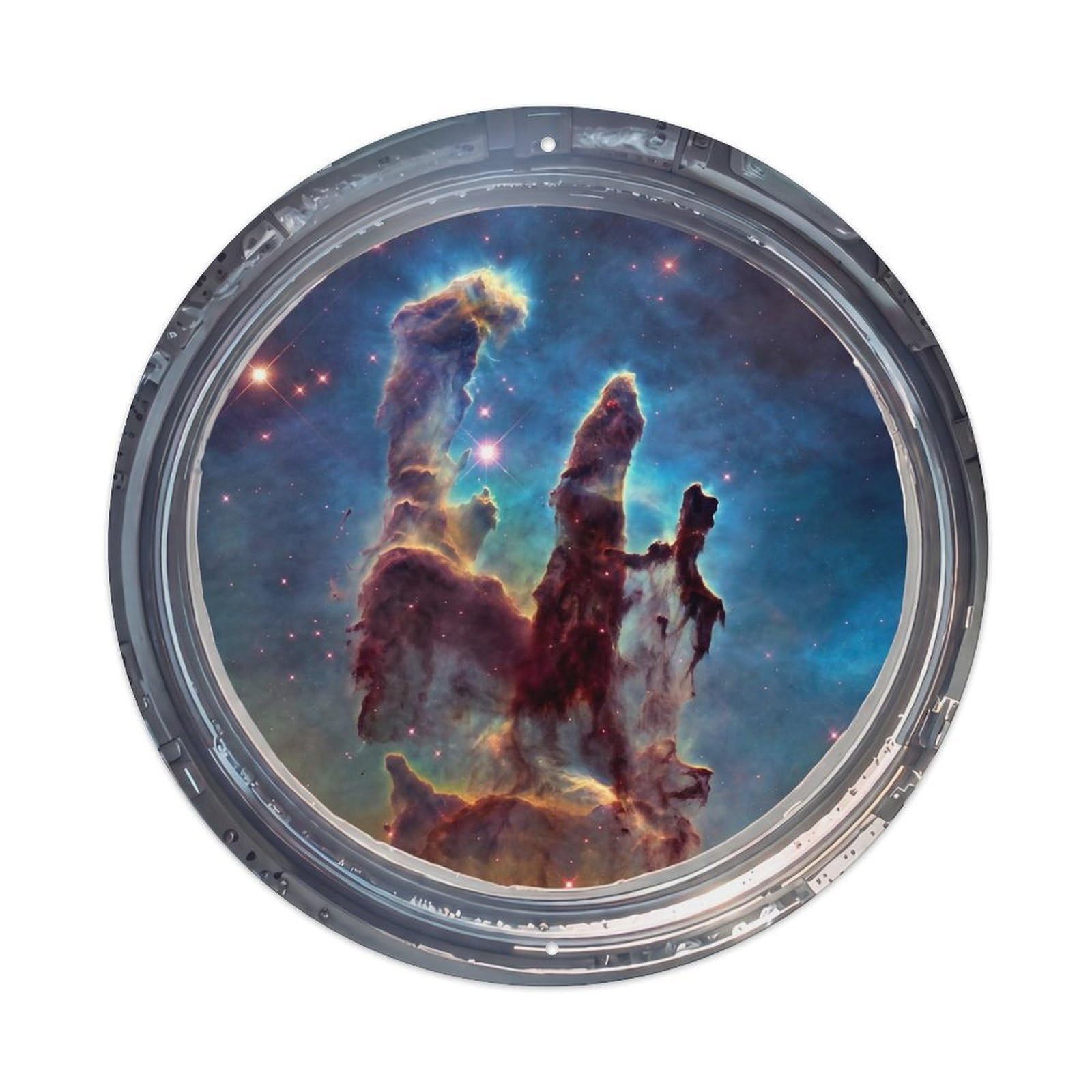 Metal Tin Sign Pillar Nebula Formation from Space Station
