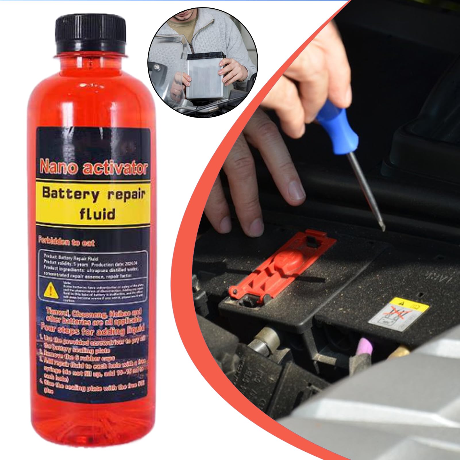 Additivo per riparazione della batteria – 500 ml | Reviver per batteria auto per veicoli automobilistici con facile utilizzo, per meccanici, garage, manutenzione di interni e esterni, soluzione per la
