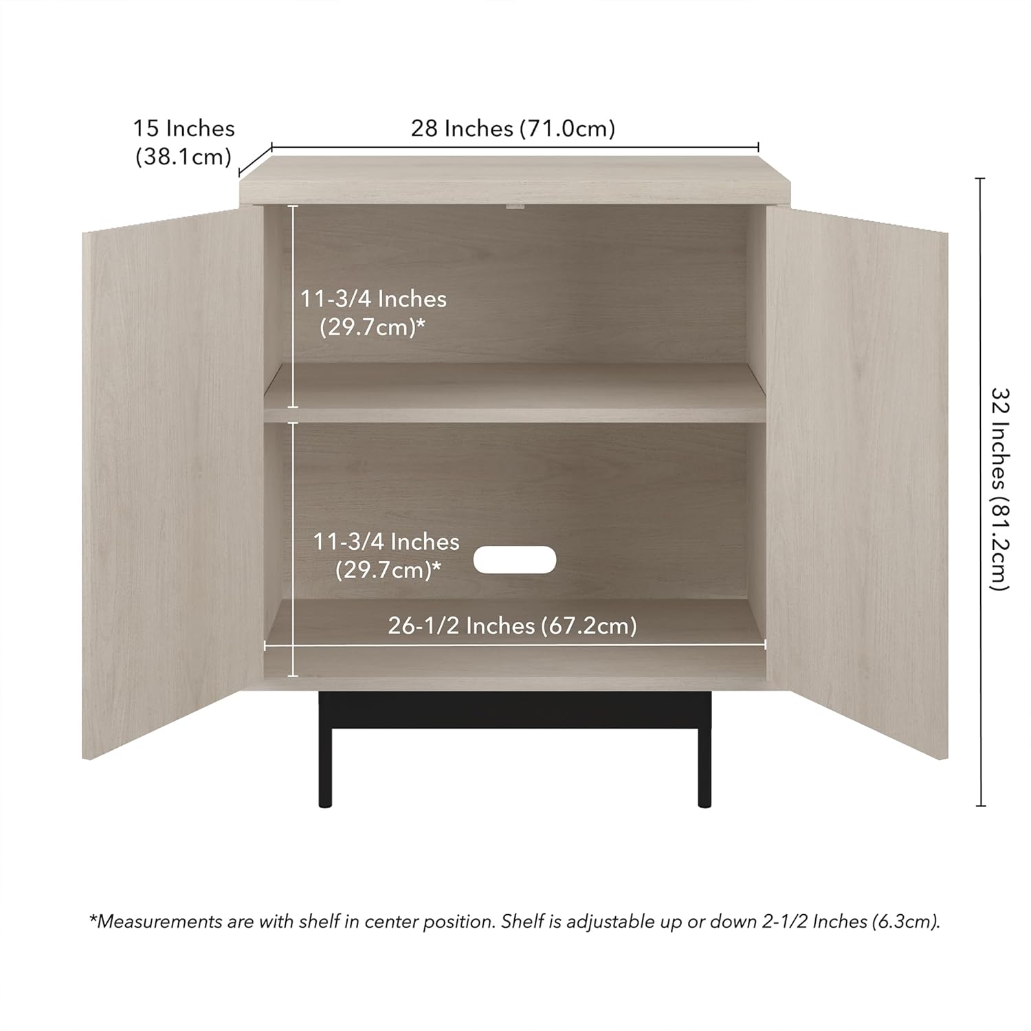 Henn&Hart 28" Fluted Accent Cabinet, Ribbed Modern Sideboard Buffet Cabinet with 2 Doors and an Adjustable Shelf for Living Room, Dining Room, Bedroom or Entryway, Beech White