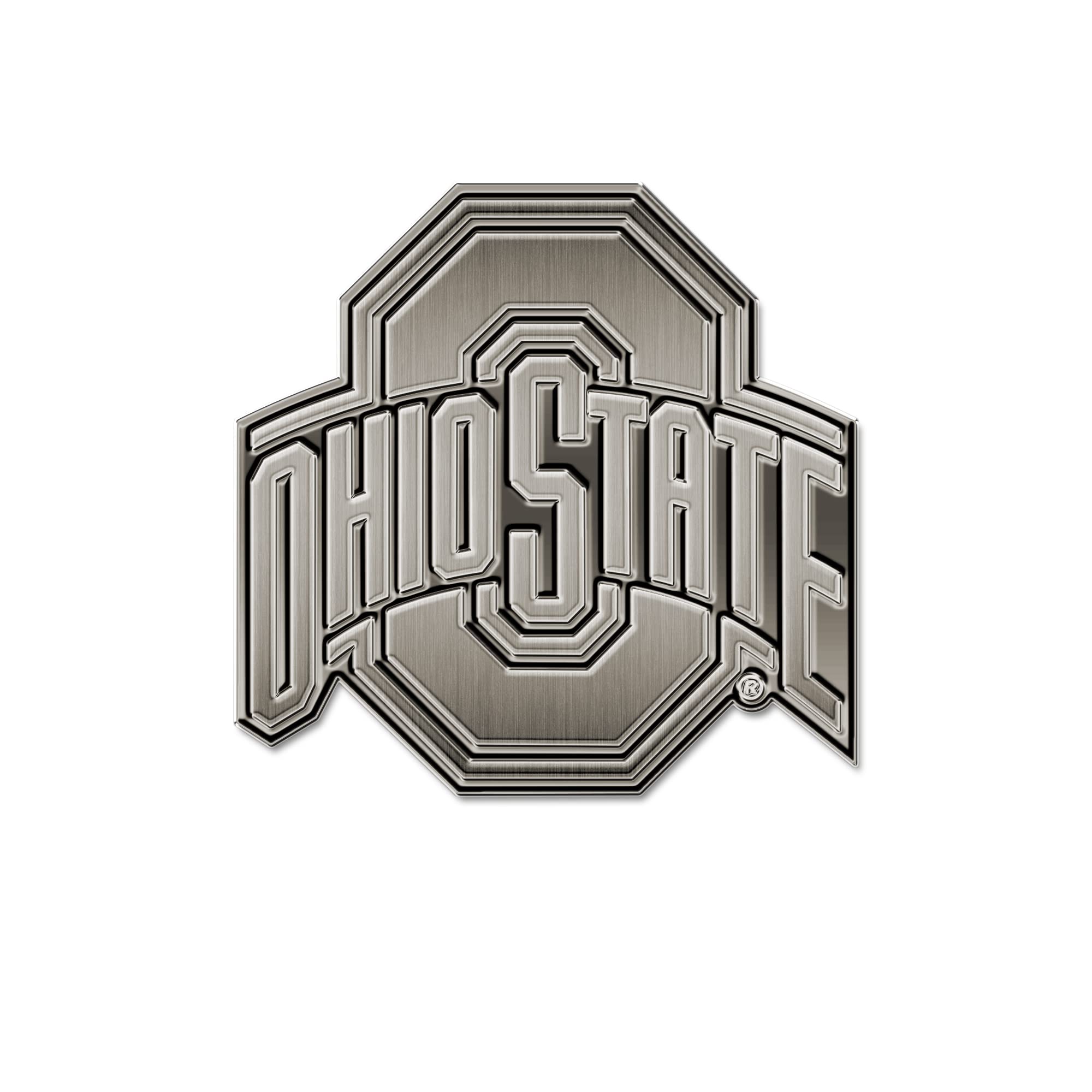 Rico Industries NCAA Ohio State Buckeyes Antique Auto Emblem Antique Nickel Auto Emblem for Car/Truck/SUV