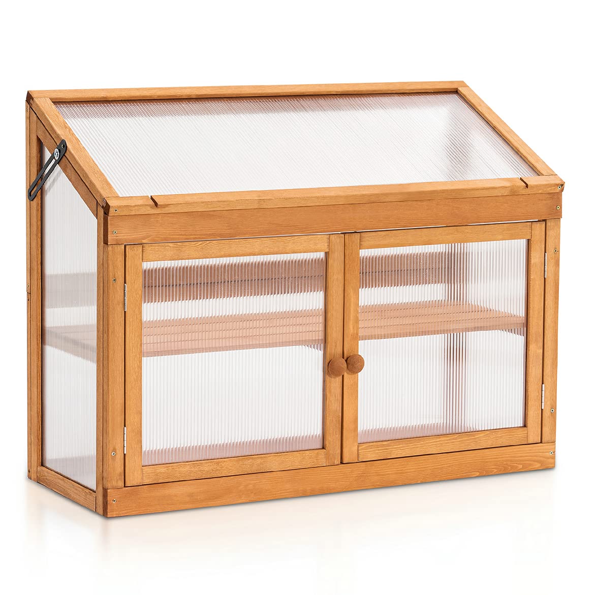 M MCombo 2 Etage höhenverstellbares Anlehngewächshaus Treibhaus Pflanzenhaus Aufzuchtschrank 0160, aus Holz und Polycarbonat