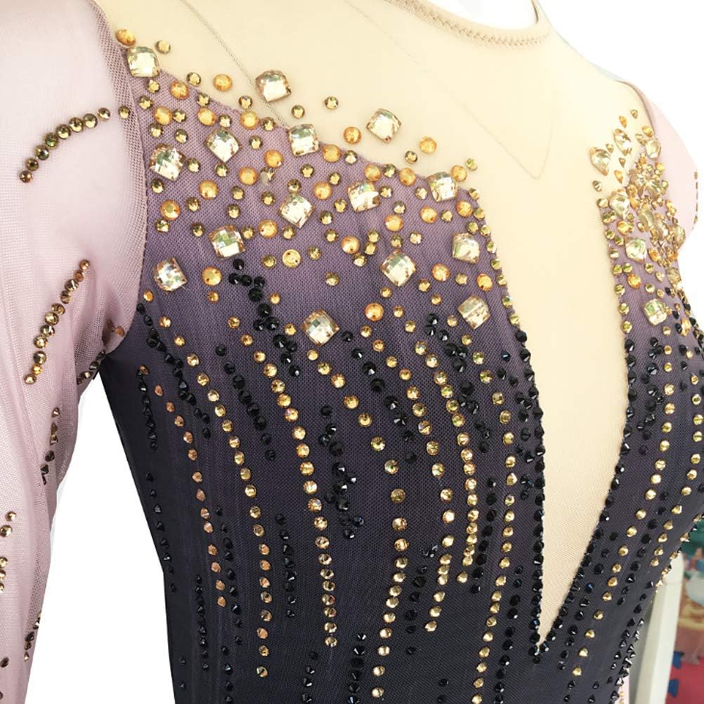 Handmade Gradient Figure Skating Competition Dress Girl Women Professional Long Sleeve Ice Skating Dancewear