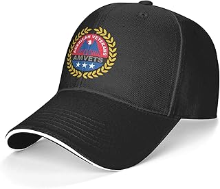 AMVETS Unisex Baseball Cap Adjustable Snapback Hats Dad Hat Trucker Hat Sandwich Cap Black