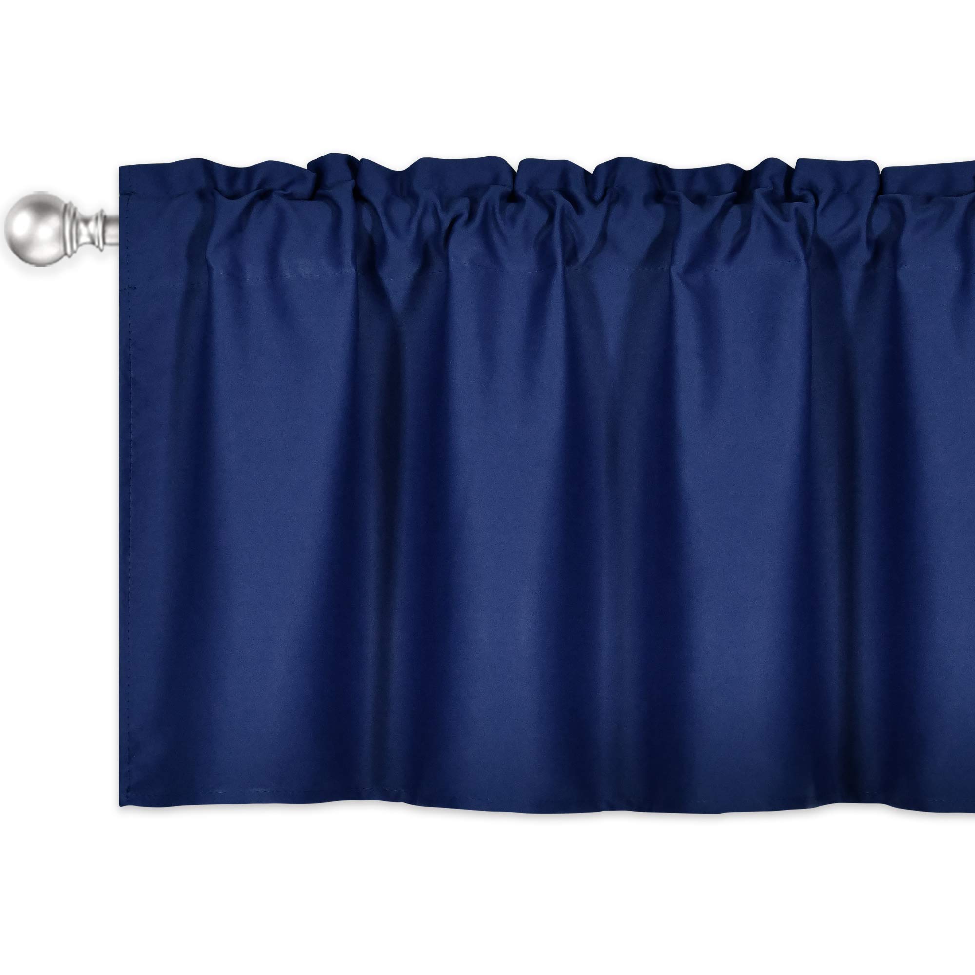 DECOVSUN Cantonnière pour fenêtres de 132 x 45,7 cm - Isolation Thermique - Occultant - avec Passe-Tringle - pour Salle de Bain et Salon - Bleu Marine