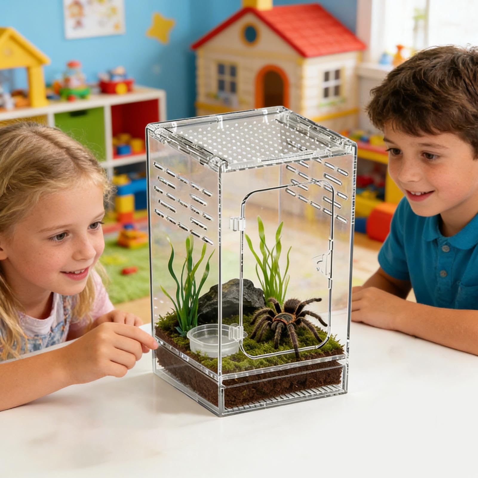 Obudowa z akrylu dla pająków | Terrarium o pełnej przejrzystości z czystego akrylu - Obudowa skaczących pająków oraz żab | dla Jaszczurek, Żółwi, Ślimaków, Węży, Krabów Palmowych