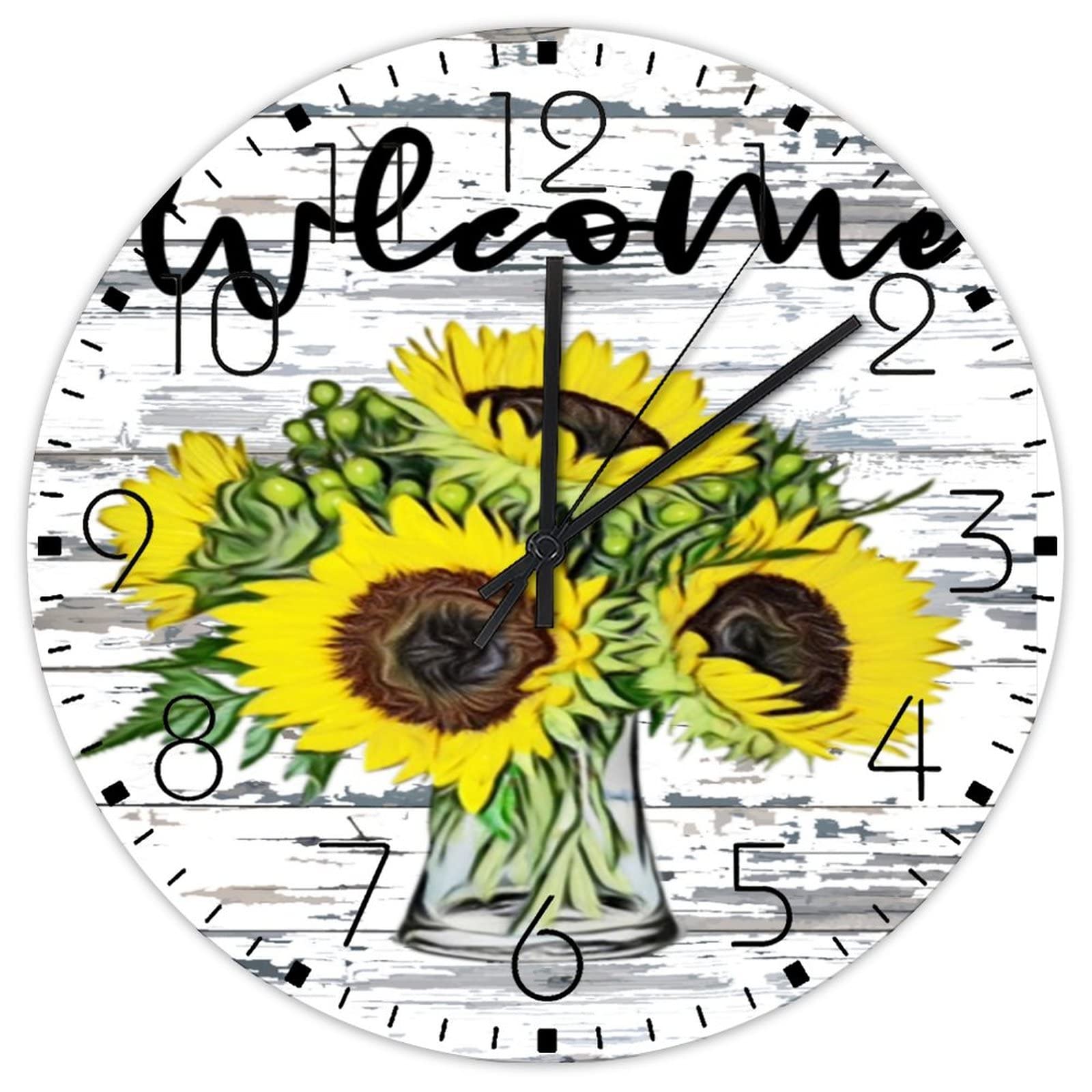 Horloge murale tournesol en bois cadeau crémaillère