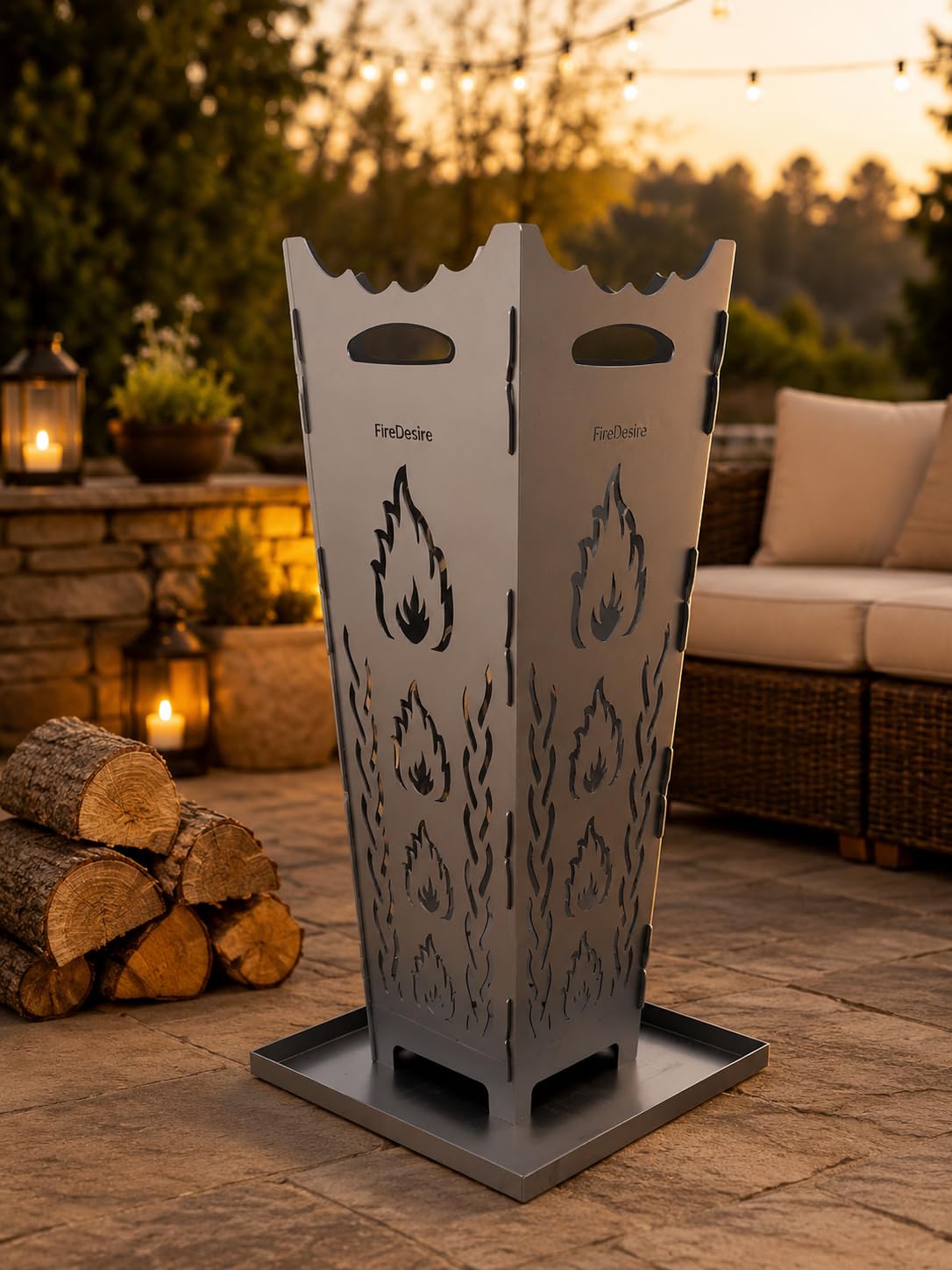FireDesire personalisiert Grill Pro Feuerkorb 80cm + Grillplatte + Ascheschale, Feuertonne, Feuerschale, Grilltonne, Ofen, Terassenofen, Grill, Stahlkorb, Plancha, Gartenfeuer